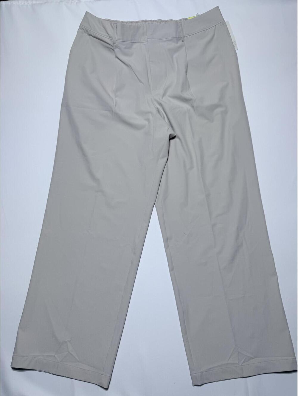 Light Gray High Waist Trousers with Elastic Waistband